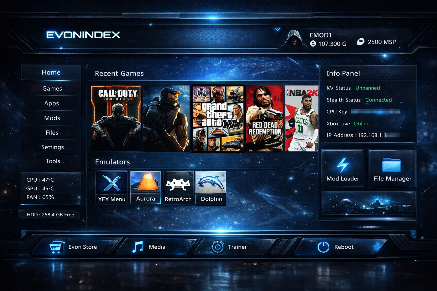Custom Xbox 360 Dashboard (Evonindex)